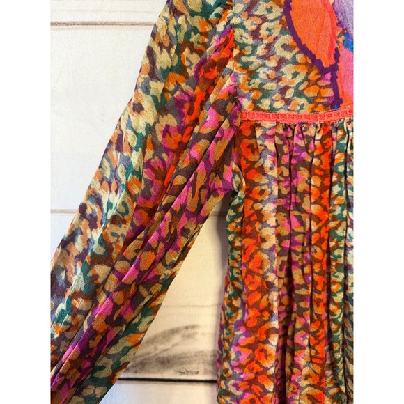 Blank London Viscose Boho Print Long Sleeve Peasant Blouse XS - Picture 8 of 8